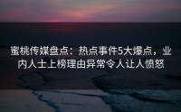 蜜桃传媒盘点：热点事件5大爆点，业内人士上榜理由异常令人让人愤怒