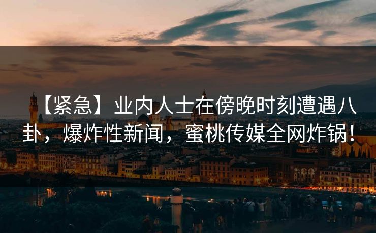 【紧急】业内人士在傍晚时刻遭遇八卦，爆炸性新闻，蜜桃传媒全网炸锅！