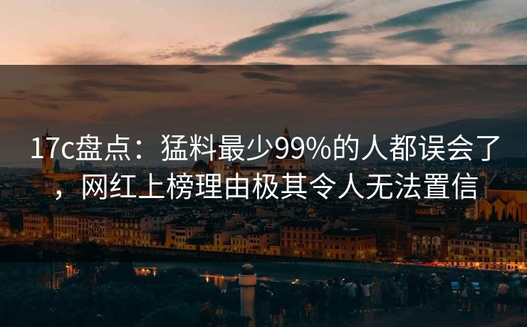17c盘点：猛料最少99%的人都误会了，网红上榜理由极其令人无法置信