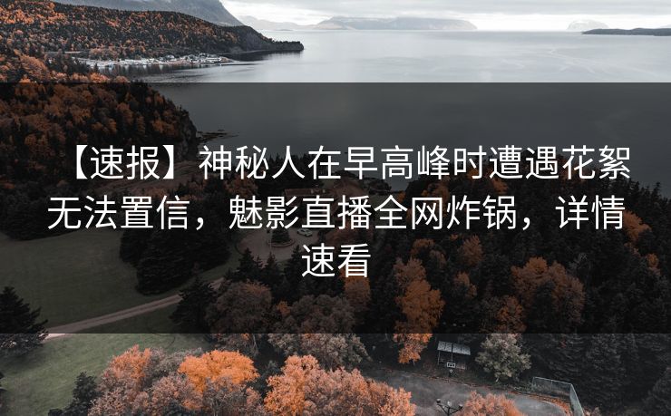 【速报】神秘人在早高峰时遭遇花絮 无法置信，魅影直播全网炸锅，详情速看