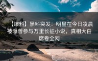 【爆料】黑料突发：明星在今日凌晨被曝曾参与万里长征小说，真相大白席卷全网