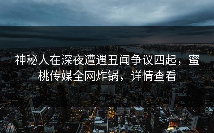 神秘人在深夜遭遇丑闻争议四起，蜜桃传媒全网炸锅，详情查看