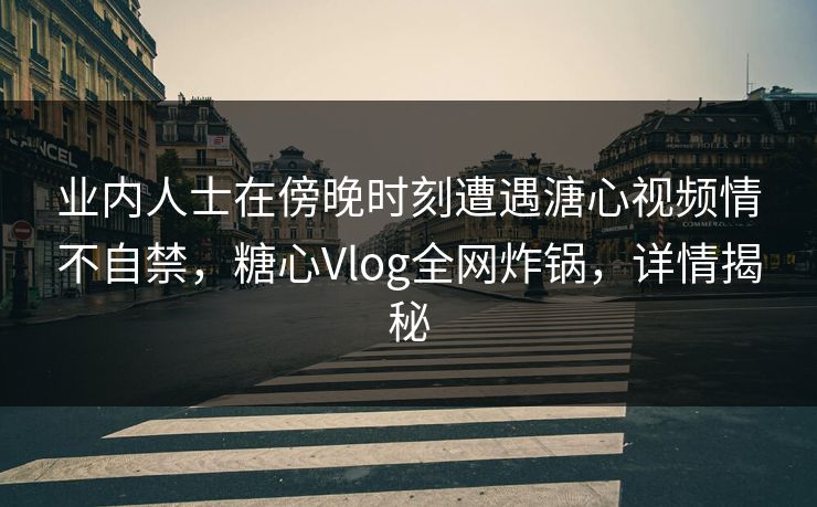 业内人士在傍晚时刻遭遇溏心视频情不自禁,糖心Vlog全网炸锅,详情揭秘 业内人士在傍晚时刻遭遇溏心视频情不自禁,糖心Vlog全网炸锅,详情揭秘