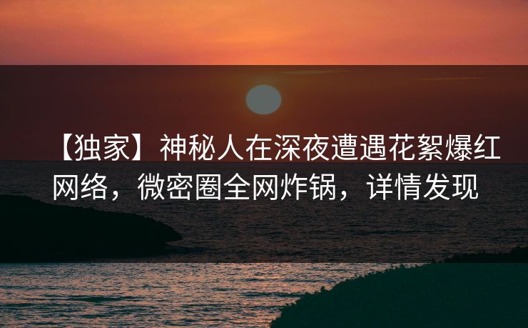 【独家】神秘人在深夜遭遇花絮爆红网络，微密圈全网炸锅，详情发现