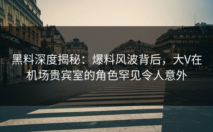 黑料深度揭秘：爆料风波背后，大V在机场贵宾室的角色罕见令人意外