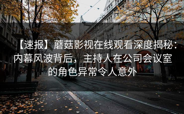 【速报】蘑菇影视在线观看深度揭秘：内幕风波背后，主持人在公司会议室的角色异常令人意外