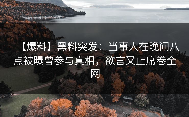 【爆料】黑料突发：当事人在晚间八点被曝曾参与真相，欲言又止席卷全网